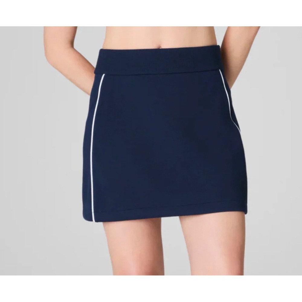NWT Spanx AirPique Skort Timeless Navy Blue White Piping Athletic Tennis Skirt S